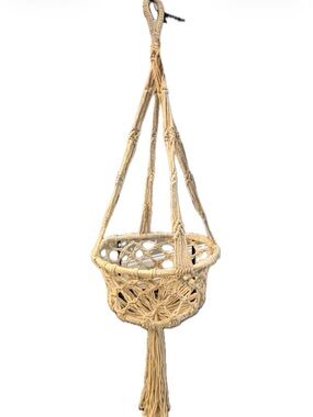 Handmade Macrame Hanging Planter Basket - Natural Beige